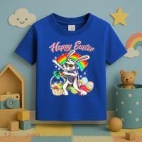 Funny Dabbing Rainbow Easter Bunny Toddler T-Shirt thumb 3