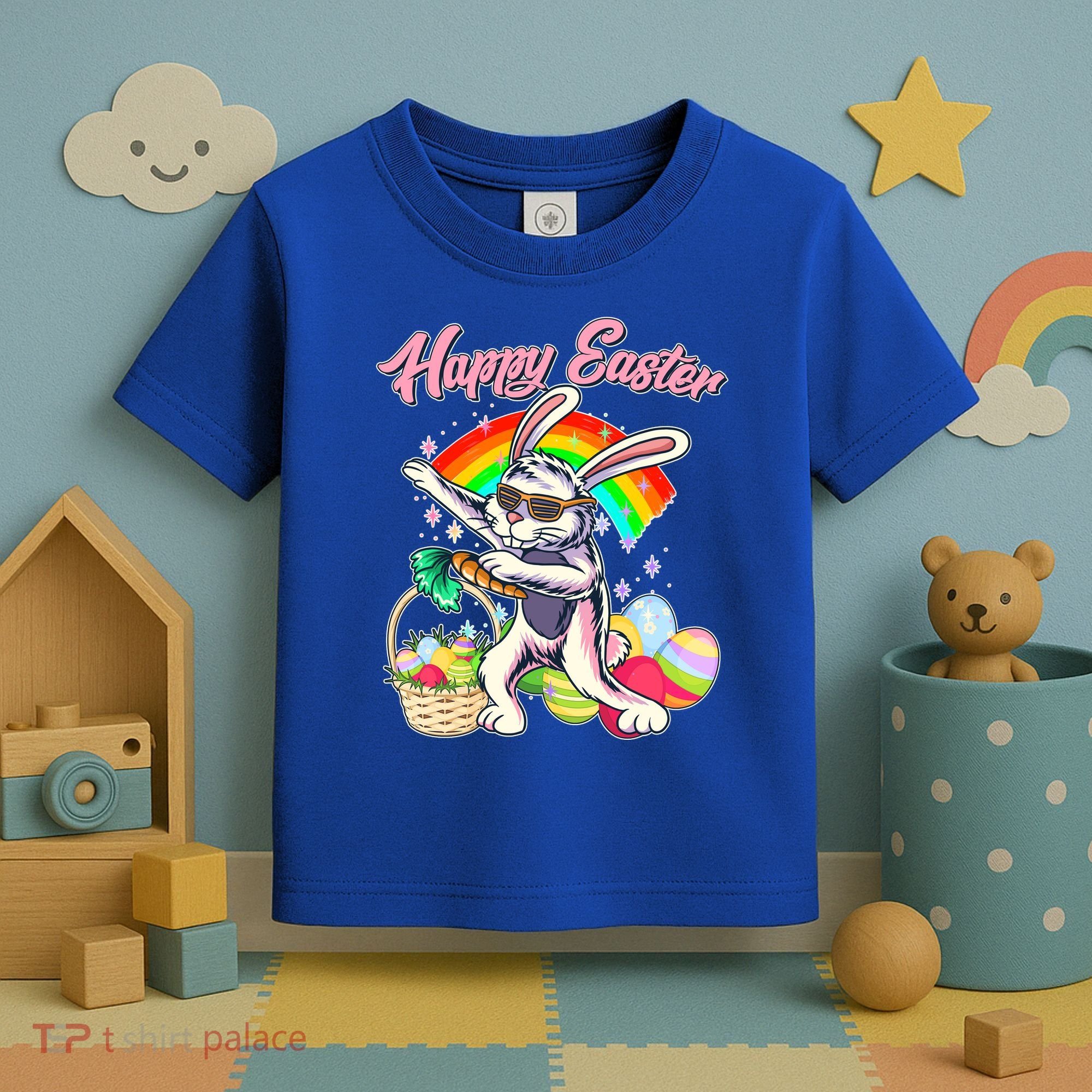 Funny Dabbing Rainbow Easter Bunny Toddler T-Shirt