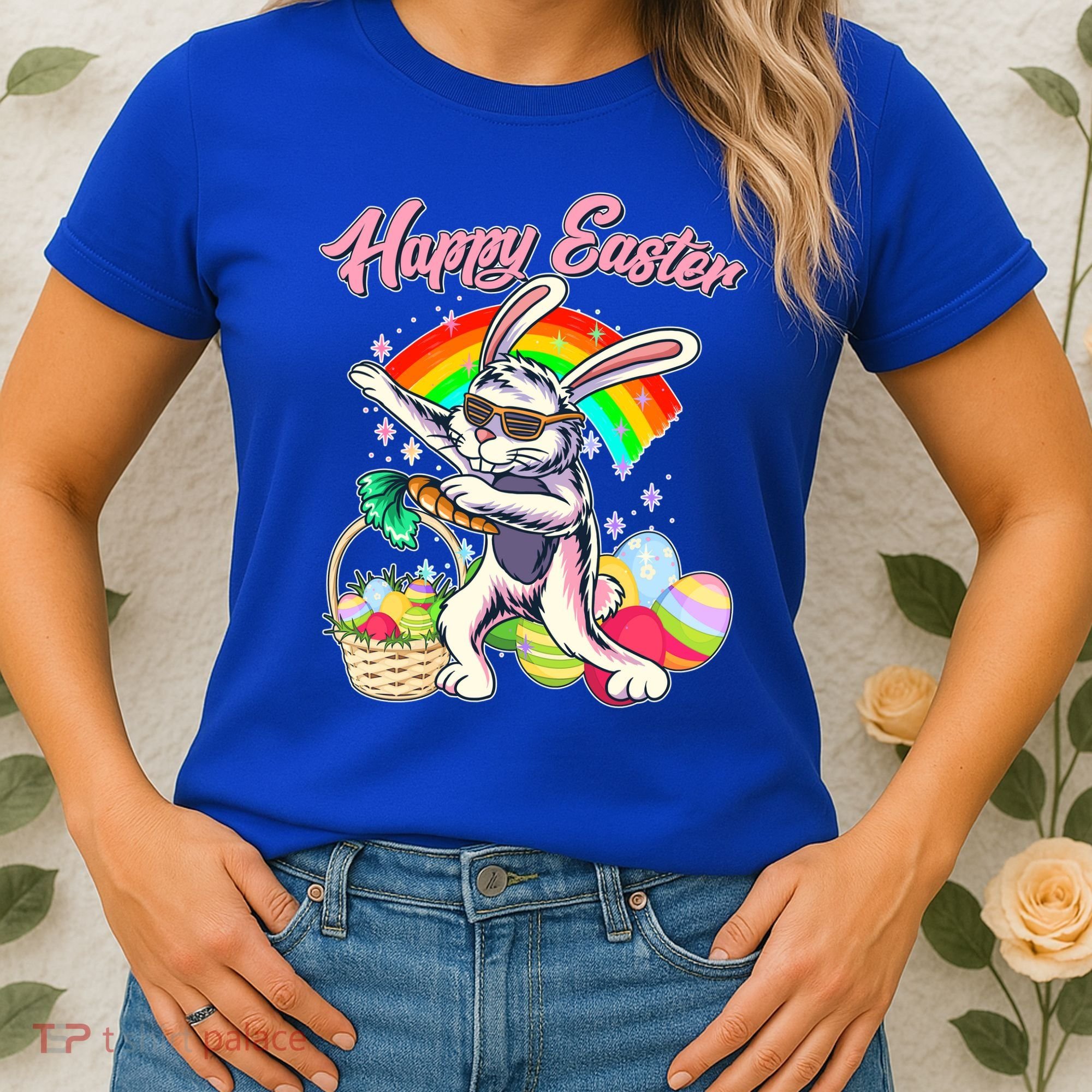 Funny Dabbing Rainbow Easter Bunny Women's T-Shirt