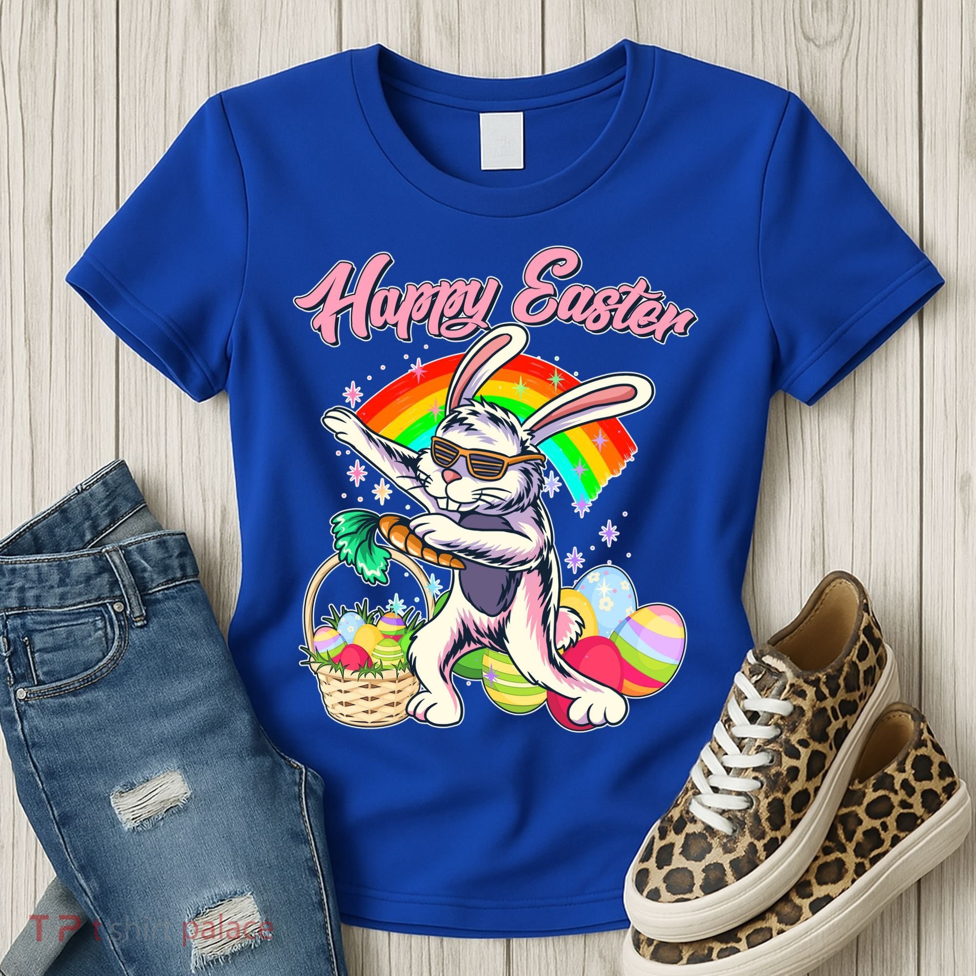 Funny Dabbing Rainbow Easter Bunny Women's T-Shirt