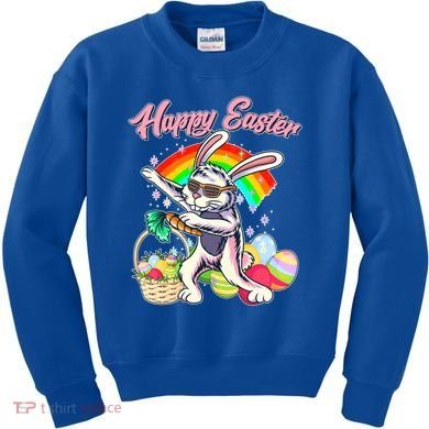 Funny Dabbing Rainbow Easter Bunny Kids Sweatshirt