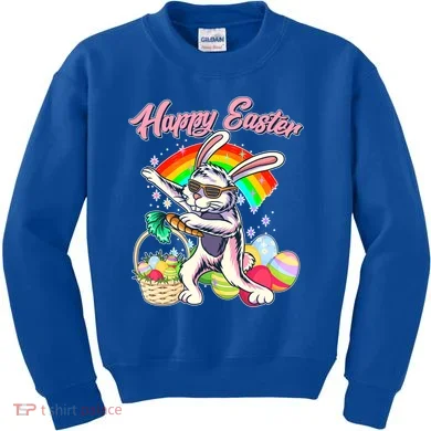 Funny Dabbing Rainbow Easter Bunny Kids Sweatshirt