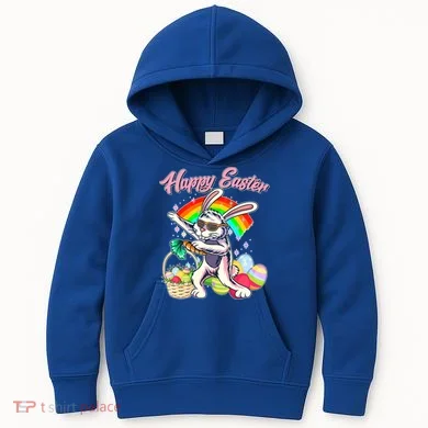 Funny Dabbing Rainbow Easter Bunny Kids Hoodie