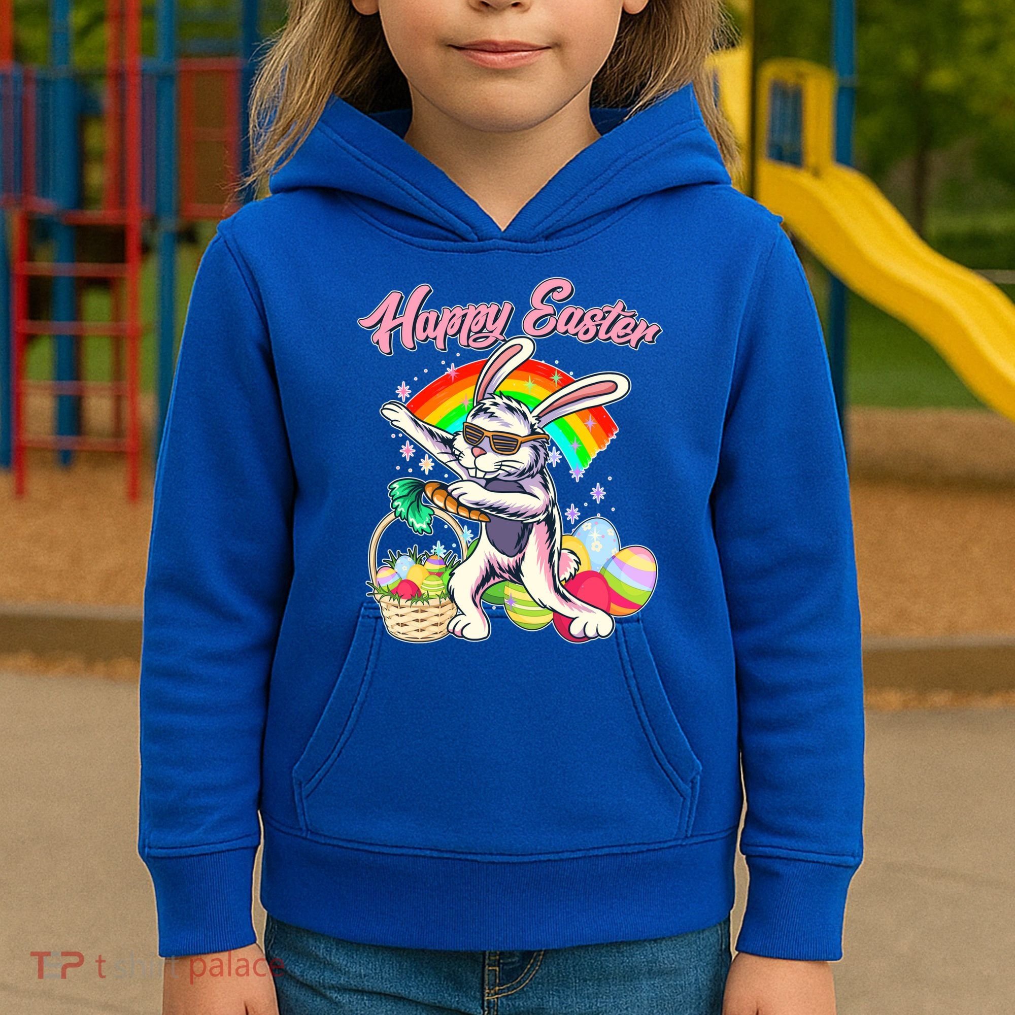 Funny Dabbing Rainbow Easter Bunny Kids Hoodie