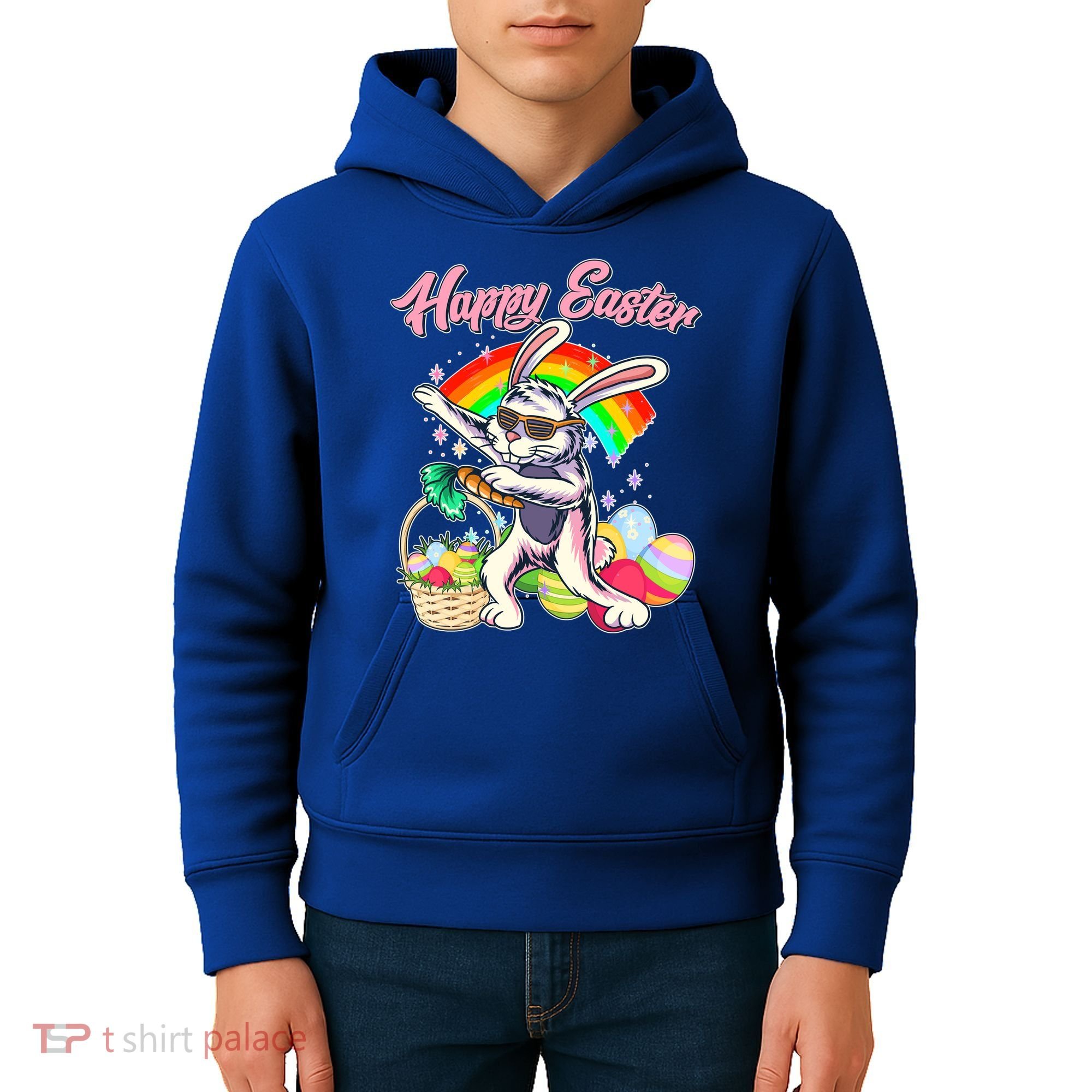 Funny Dabbing Rainbow Easter Bunny Kids Hoodie