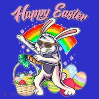 Funny Dabbing Rainbow Easter Bunny Kids Long Sleeve Shirt thumb 2