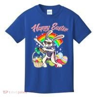 Funny Dabbing Rainbow Easter Bunny Kids T-Shirt thumb 0