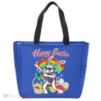 Funny Dabbing Rainbow Easter Bunny Tote Bag thumb 0