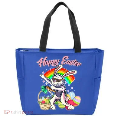 Funny Dabbing Rainbow Easter Bunny Tote Bag