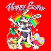 Funny Dabbing Rainbow Easter Bunny Santa Hat thumb 1