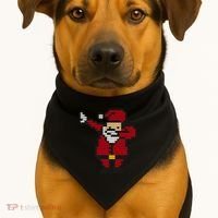 Funny Dabbing Santa Pixel USA-Made Doggie Bandana thumb 1