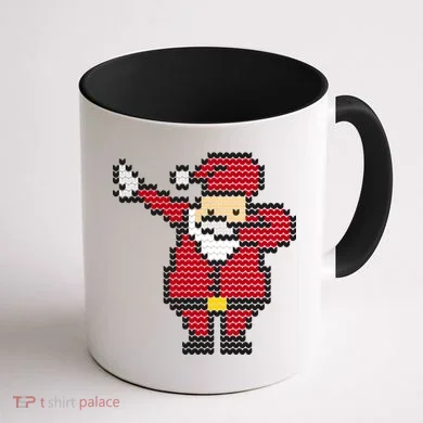 Funny Dabbing Santa Pixel Coffee Mug back