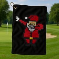 Funny Dabbing Santa Pixel Golf Towel thumb 1