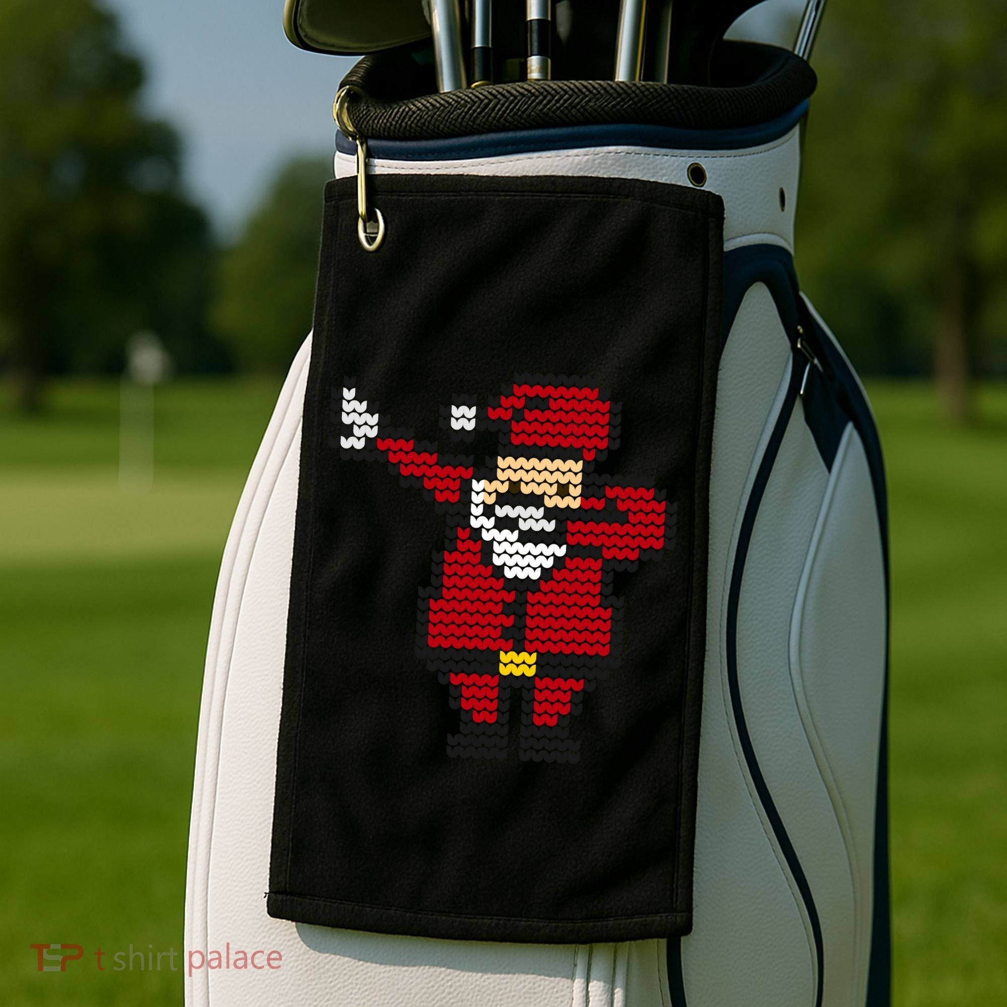 Funny Dabbing Santa Pixel Golf Towel
