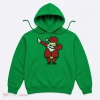Funny Dabbing Santa Pixel Hoodie thumb 0