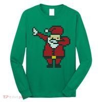 Funny Dabbing Santa Pixel Long Sleeve Shirt thumb 0