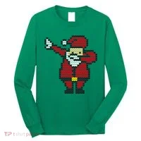 Funny Dabbing Santa Pixel Long Sleeve Shirt thumb 0