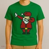 Funny Dabbing Santa Pixel T-Shirt thumb 3