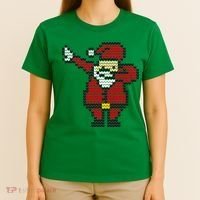 Funny Dabbing Santa Pixel T-Shirt thumb 4