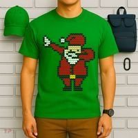 Funny Dabbing Santa Pixel T-Shirt thumb 6