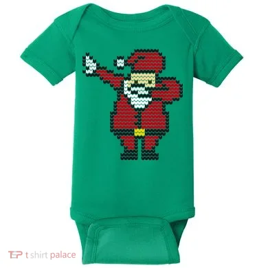 Funny Dabbing Santa Pixel Baby Bodysuit