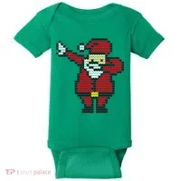 Funny Dabbing Santa Pixel Baby Bodysuit thumb 0