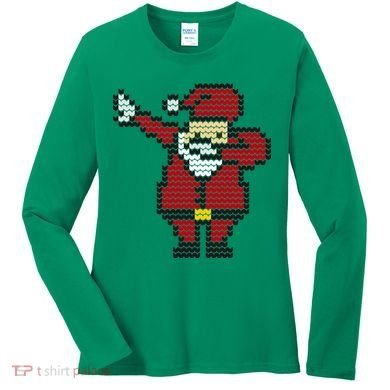 Funny Dabbing Santa Pixel Women's Long Sleeve Shirt