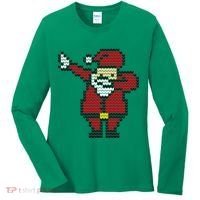 Funny Dabbing Santa Pixel Women's Long Sleeve Shirt thumb 0