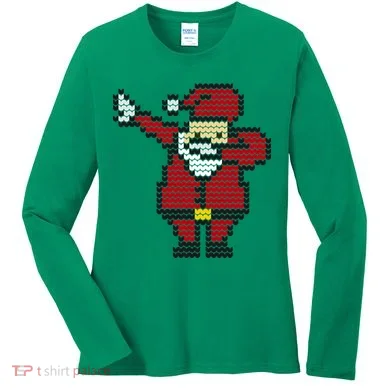 Funny Dabbing Santa Pixel Women's Long Sleeve Shirt