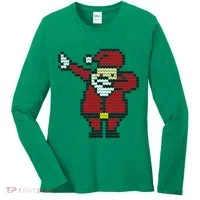 Funny Dabbing Santa Pixel Women's Long Sleeve Shirt thumb 0