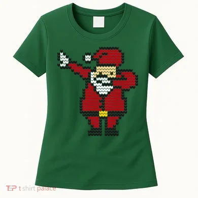 Funny Dabbing Santa Pixel Women's T-Shirt