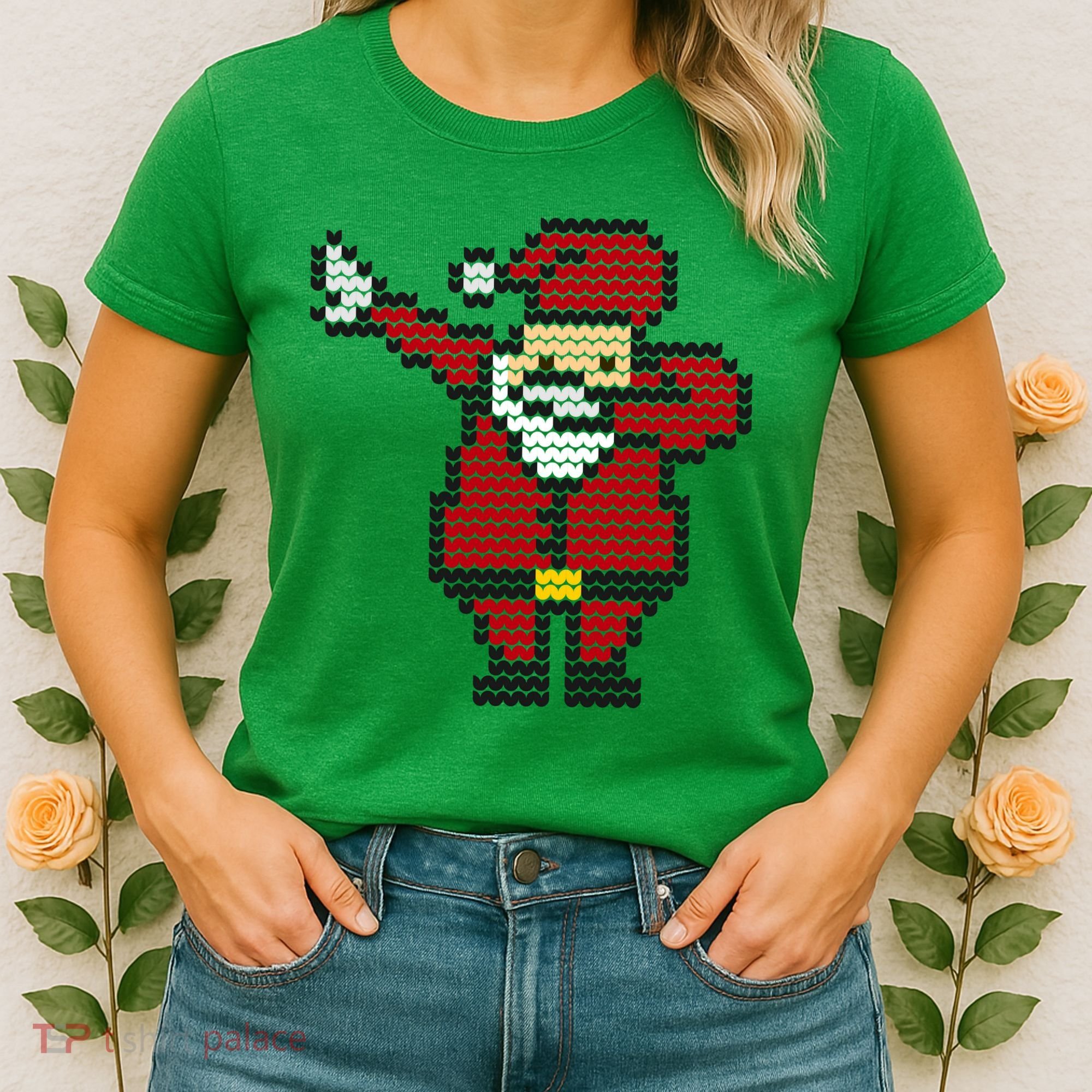 Funny Dabbing Santa Pixel Women's T-Shirt