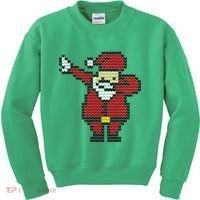 Funny Dabbing Santa Pixel Kids Sweatshirt thumb 0
