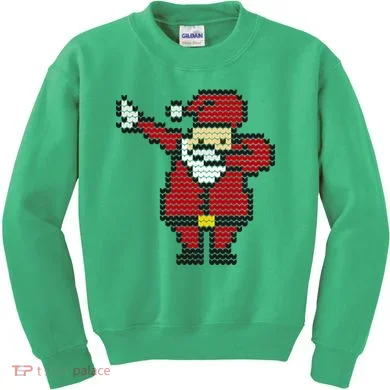 Funny Dabbing Santa Pixel Kids Sweatshirt