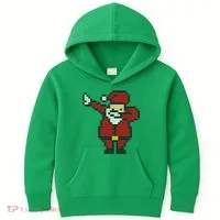 Funny Dabbing Santa Pixel Kids Hoodie thumb 0