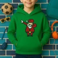 Funny Dabbing Santa Pixel Kids Hoodie thumb 2