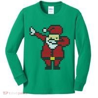 Funny Dabbing Santa Pixel Kids Long Sleeve Shirt thumb 0