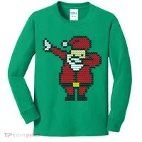 Funny Dabbing Santa Pixel Kids Long Sleeve Shirt thumb 0