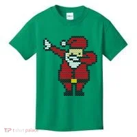 Funny Dabbing Santa Pixel Kids T-Shirt thumb 0