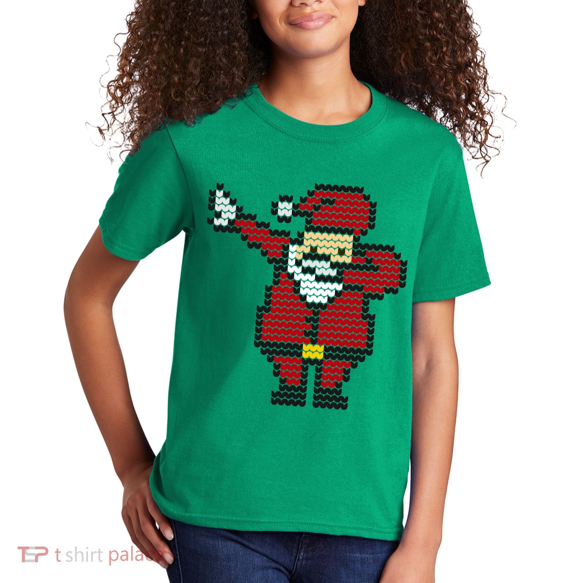 Funny Dabbing Santa Pixel Kids T-Shirt