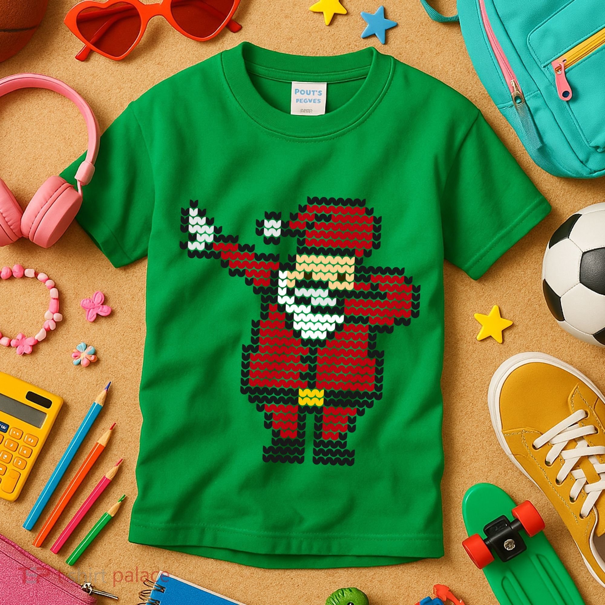 Funny Dabbing Santa Pixel Kids T-Shirt