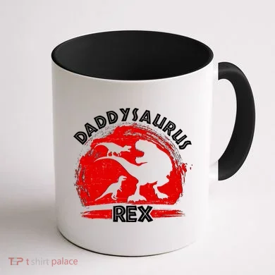 Funny Daddysaurus Rex Father's Day Coffee Mug back