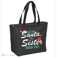 Funny Dear Santa My Sister Did It Tote Bag thumb 2