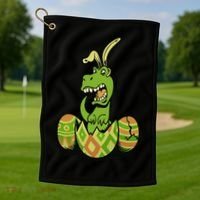 Funny Dino Easter Egg Golf Towel thumb 1