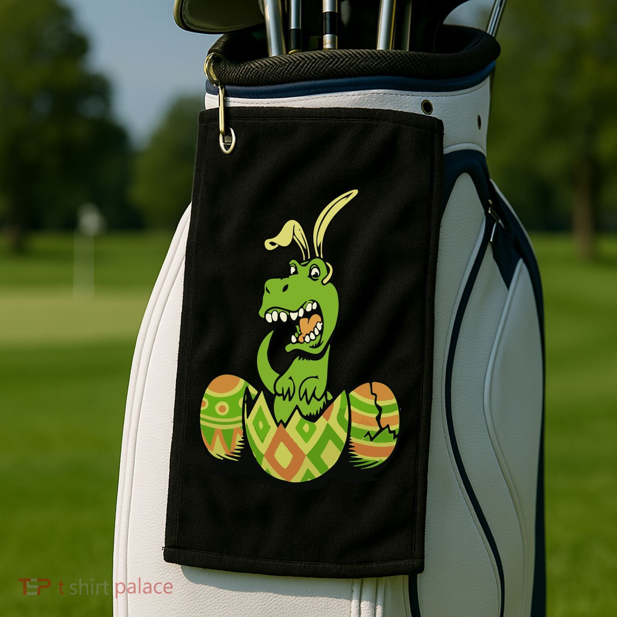 Funny Dino Easter Egg Golf Towel