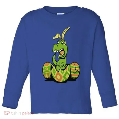 Funny Dino Easter Egg Toddler Long Sleeve