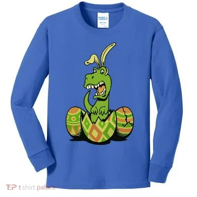 Funny Dino Easter Egg Kids Long Sleeve Shirt