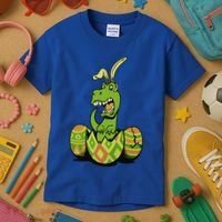 Funny Dino Easter Egg Kids T-Shirt thumb 3