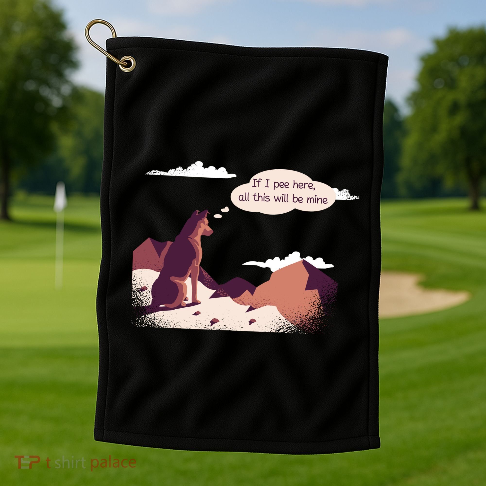 Funny Dog Mountain Golf Towel