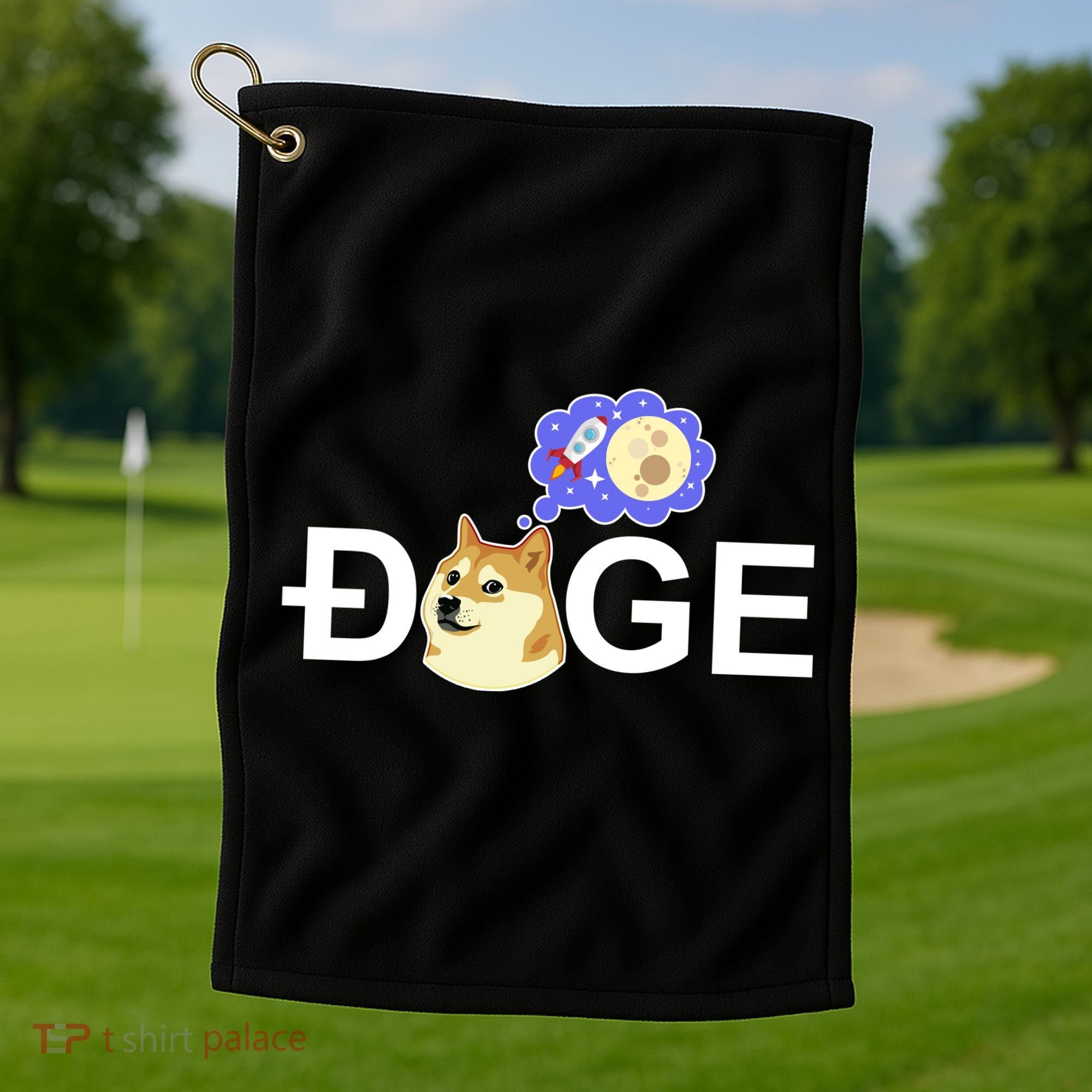 Funny Doge Meme Dogecoin Currency Golf Towel